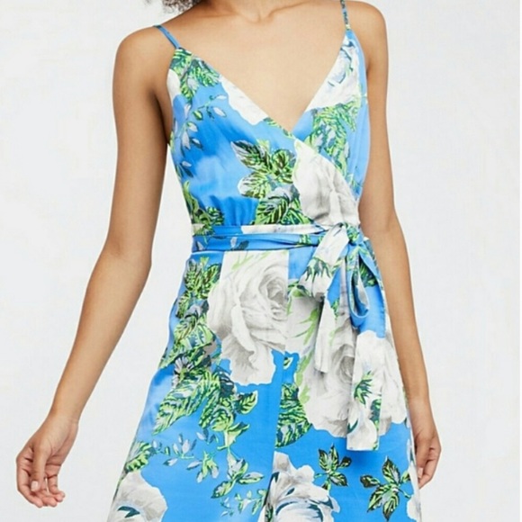 NWOT Free People Blue Cabbage Rose Jumpsuit Romper - Picture 3 of 6